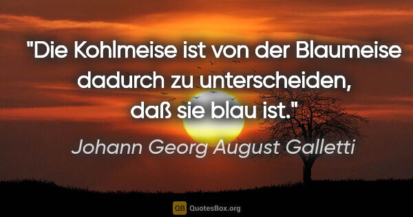 Johann Georg August Galletti Zitat: "Die Kohlmeise ist von der Blaumeise dadurch zu unterscheiden,..."