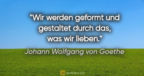 Johann Wolfgang von Goethe Zitat: "Wir werden geformt und gestaltet durch das, was wir lieben."