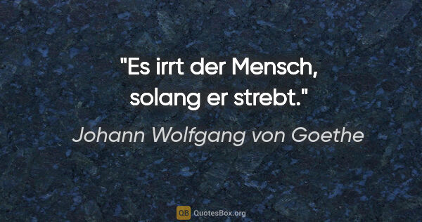 Johann Wolfgang von Goethe Zitat: "Es irrt der Mensch, solang er strebt."