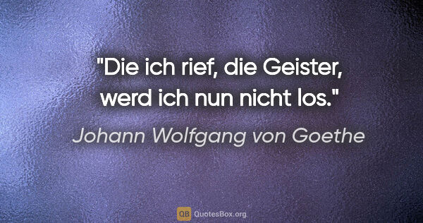 Johann Wolfgang von Goethe Zitat: "Die ich rief, die Geister, werd ich nun nicht los."