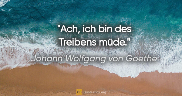 Johann Wolfgang von Goethe Zitat: "Ach, ich bin des Treibens müde."