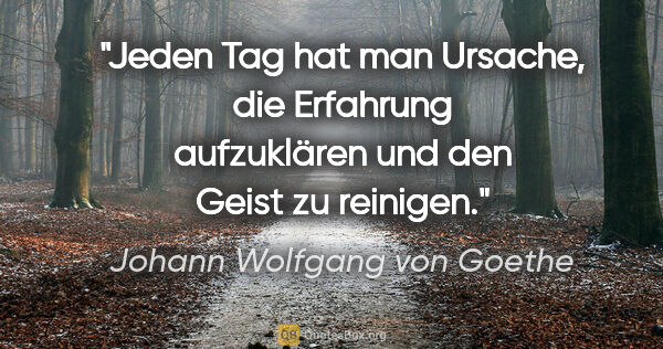 Johann Wolfgang von Goethe Zitat: "Jeden Tag hat man Ursache, die Erfahrung
aufzuklären und den..."