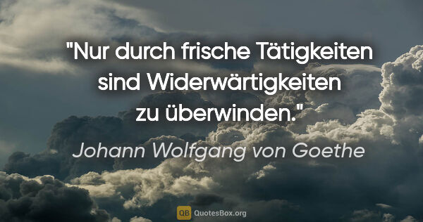 Johann Wolfgang von Goethe Zitat: "Nur durch frische Tätigkeiten sind Widerwärtigkeiten zu..."