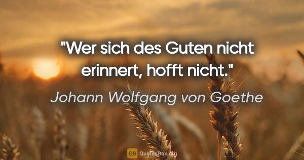Johann Wolfgang von Goethe Zitat: "Wer sich des Guten nicht erinnert, hofft nicht."