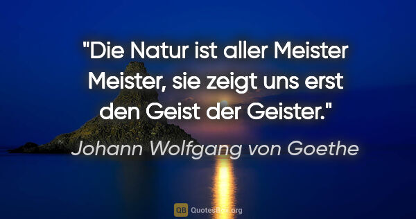 Johann Wolfgang von Goethe Zitat: "Die Natur ist aller Meister Meister,

sie zeigt uns erst den..."