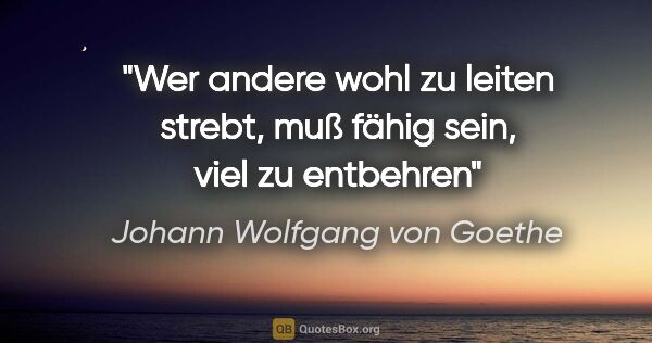 Johann Wolfgang von Goethe Zitat: "Wer andere wohl zu leiten strebt, muß fähig sein, viel zu..."
