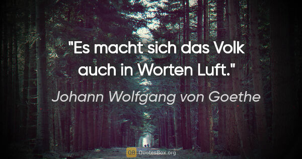 Johann Wolfgang von Goethe Zitat: "Es macht sich das Volk auch in Worten Luft."