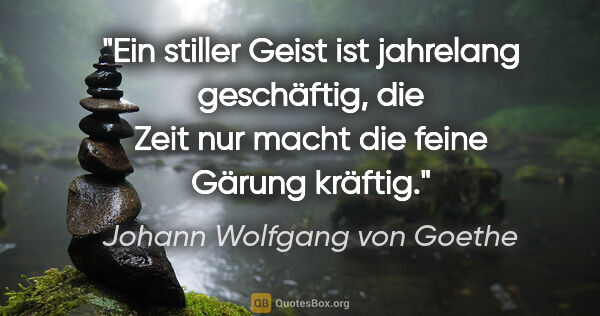 Johann Wolfgang von Goethe Zitat: "Ein stiller Geist ist jahrelang geschäftig,
die Zeit nur macht..."