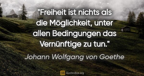 Johann Wolfgang von Goethe Zitat: "Freiheit ist nichts als die Möglichkeit, unter allen..."