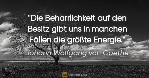 Johann Wolfgang von Goethe Zitat: "Die Beharrlichkeit auf den Besitz gibt uns
in manchen Fällen..."