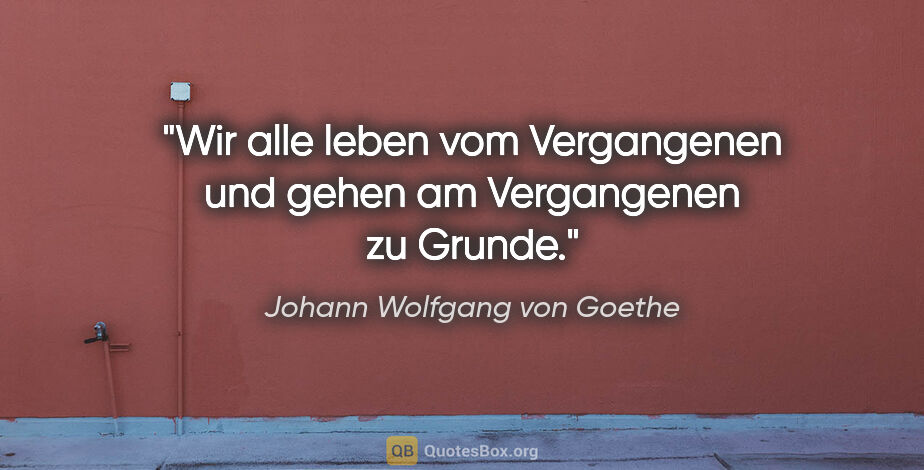 Johann Wolfgang von Goethe Zitat: "Wir alle leben vom Vergangenen und gehen am Vergangenen zu..."