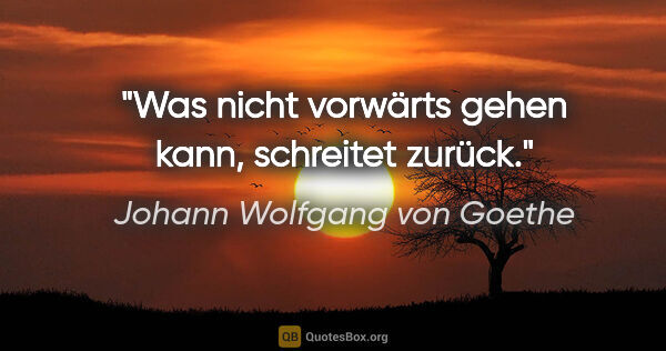 Johann Wolfgang von Goethe Zitat: "Was nicht vorwärts gehen kann, schreitet zurück."