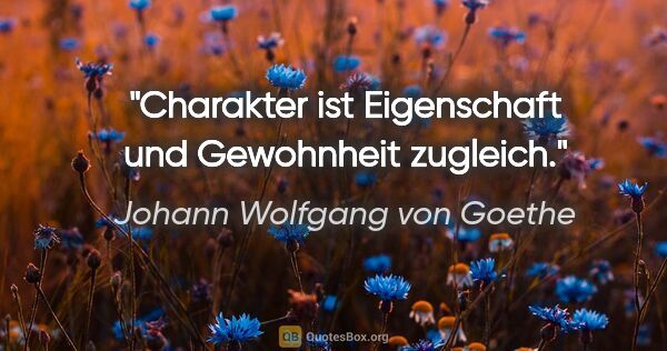 Johann Wolfgang von Goethe Zitat: "Charakter ist Eigenschaft
und Gewohnheit zugleich."