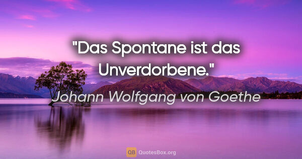 Johann Wolfgang von Goethe Zitat: "Das Spontane ist das Unverdorbene."