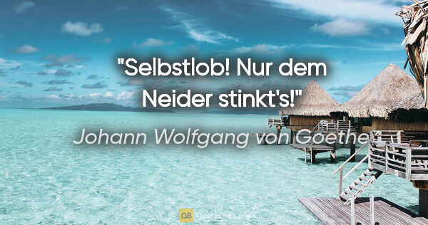 Johann Wolfgang von Goethe Zitat: "Selbstlob! Nur dem Neider stinkt's!"