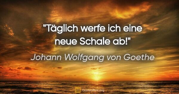 Johann Wolfgang von Goethe Zitat: "Täglich werfe ich eine neue Schale ab!"