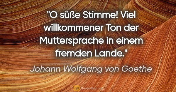 Johann Wolfgang von Goethe Zitat: "O süße Stimme! Viel willkommener Ton der Muttersprache in..."