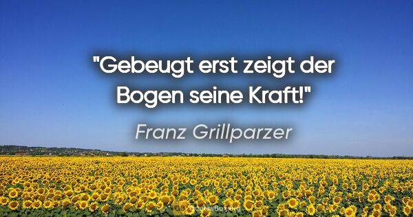 Franz Grillparzer Zitat: "Gebeugt erst zeigt der Bogen seine Kraft!"