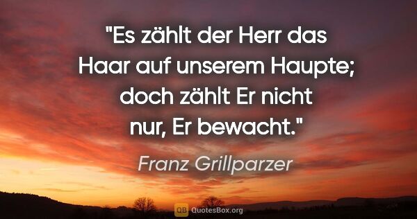 Franz Grillparzer Zitat: "Es zählt der Herr das Haar auf unserem Haupte;
doch zählt Er..."