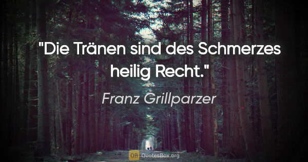 Franz Grillparzer Zitat: "Die Tränen sind des Schmerzes heilig Recht."