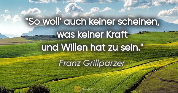 Franz Grillparzer Zitat: "So woll' auch keiner scheinen, was keiner Kraft und Willen hat..."