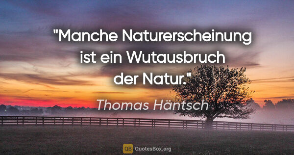 Thomas Häntsch Zitat: "Manche Naturerscheinung ist ein Wutausbruch der Natur."