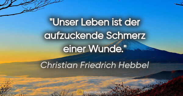 Christian Friedrich Hebbel Zitat: "Unser Leben ist der aufzuckende Schmerz einer Wunde."