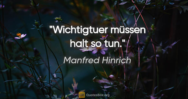 Manfred Hinrich Zitat: "Wichtigtuer müssen halt so tun."
