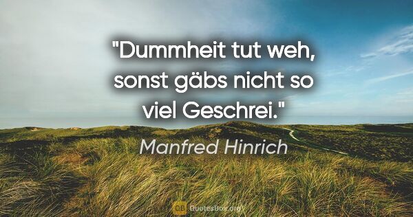 Manfred Hinrich Zitat: "Dummheit tut weh, sonst gäbs nicht so viel Geschrei."