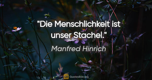 Manfred Hinrich Zitat: "Die Menschlichkeit ist unser Stachel."