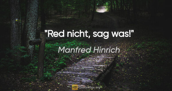 Manfred Hinrich Zitat: "Red nicht, sag was!"