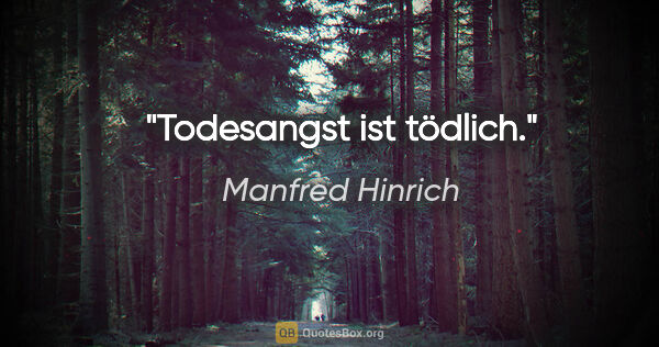 Manfred Hinrich Zitat: "Todesangst ist tödlich."