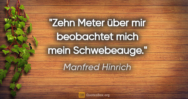 Manfred Hinrich Zitat: "Zehn Meter über mir beobachtet mich mein Schwebeauge."