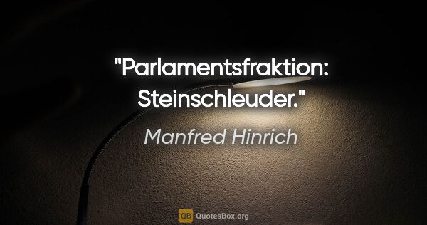 Manfred Hinrich Zitat: "Parlamentsfraktion: Steinschleuder."