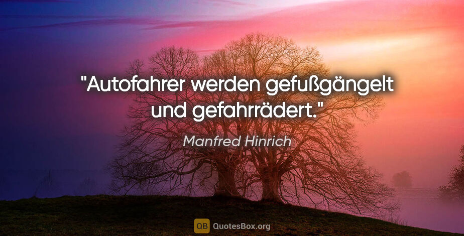 Manfred Hinrich Zitat: "Autofahrer werden gefußgängelt und gefahrrädert."