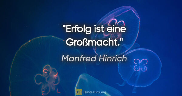 Manfred Hinrich Zitat: "Erfolg ist eine Großmacht."