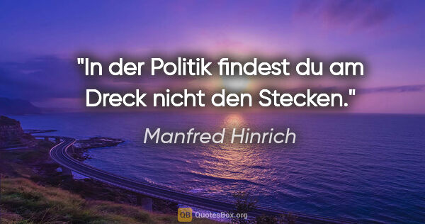 Manfred Hinrich Zitat: "In der Politik findest du am Dreck nicht den Stecken."