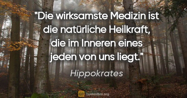 Hippokrates Zitat: "Die wirksamste Medizin ist die natürliche Heilkraft, die im..."