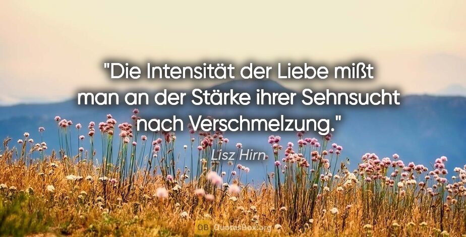 Lisz Hirn Zitat: "Die Intensität der Liebe mißt man an der Stärke ihrer..."