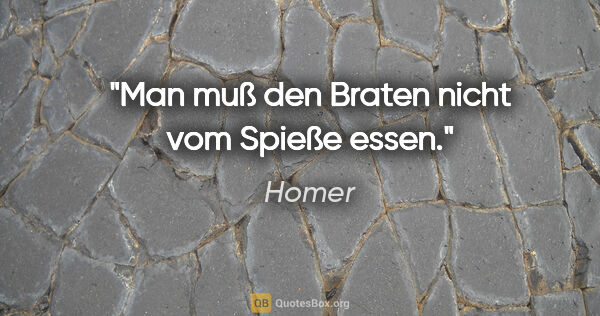 Homer Zitat: "Man muß den Braten nicht vom Spieße essen."