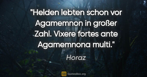 Horaz Zitat: "Helden lebten schon vor Agamemnon in großer Zahl.
Vixere..."
