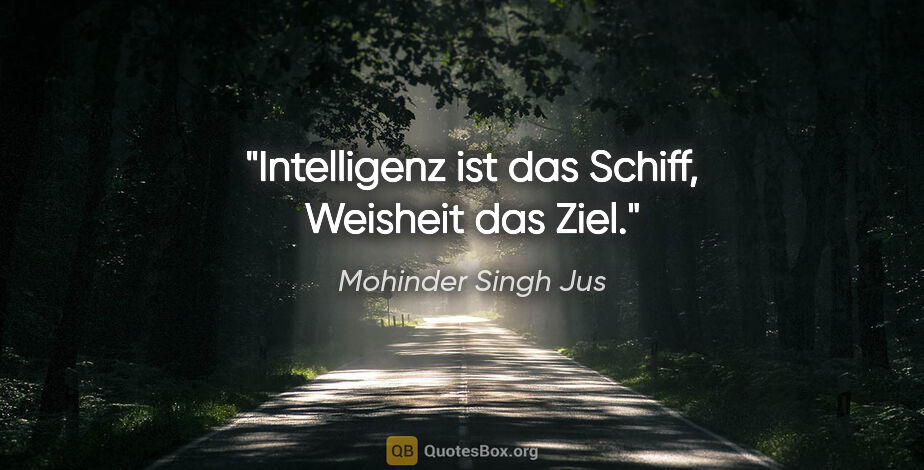 Mohinder Singh Jus Zitat: "Intelligenz ist das Schiff, Weisheit das Ziel."