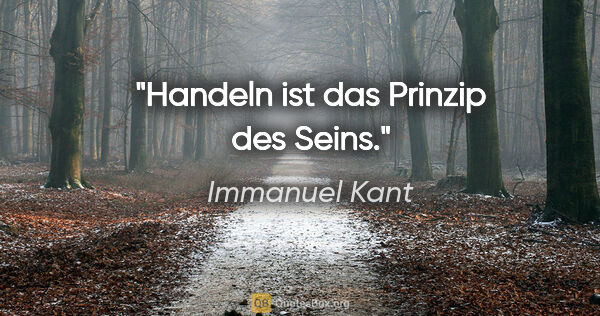Immanuel Kant Zitat: "Handeln ist das Prinzip des Seins."