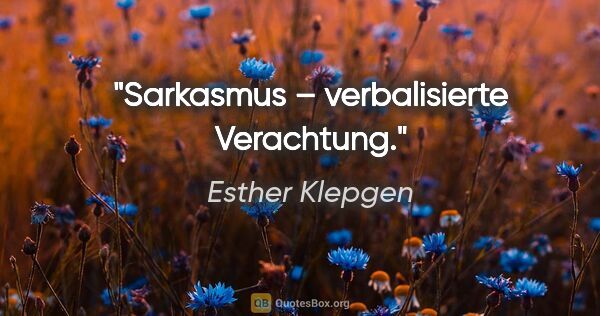 Esther Klepgen Zitat: "Sarkasmus – verbalisierte Verachtung."