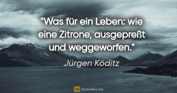 Jürgen Köditz Zitat: "Was für ein Leben: wie eine Zitrone,
ausgepreßt und weggeworfen."