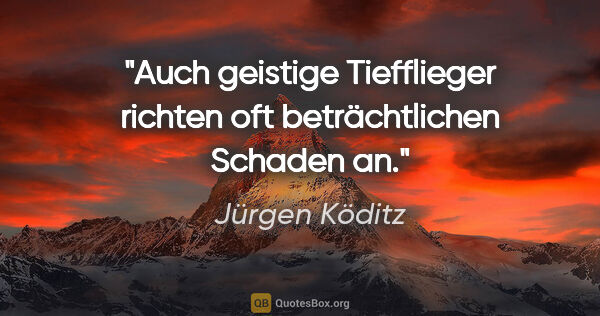 Jürgen Köditz Zitat: "Auch geistige Tiefflieger richten oft beträchtlichen Schaden an."