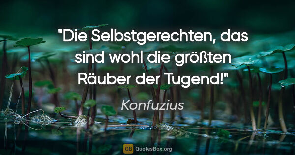 Konfuzius Zitat: "Die Selbstgerechten, das sind wohl die größten Räuber der Tugend!"