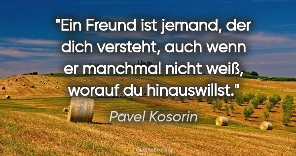 Pavel Kosorin Zitat: "Ein Freund ist jemand, der dich versteht, auch wenn er..."