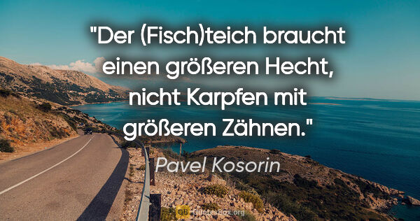 Pavel Kosorin Zitat: "Der (Fisch)teich braucht einen größeren Hecht, nicht Karpfen..."