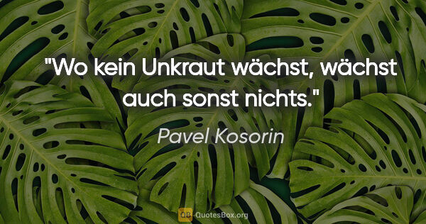 Pavel Kosorin Zitat: "Wo kein Unkraut wächst, wächst auch sonst nichts."
